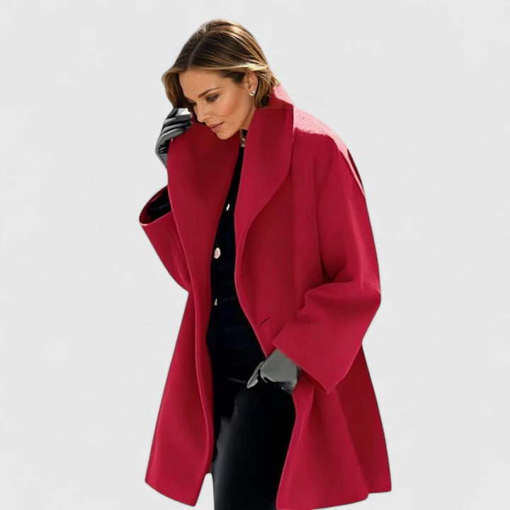 Women's Elegant Overcoat Tailored Fit Long Sleeve Notched Collar Classic Style