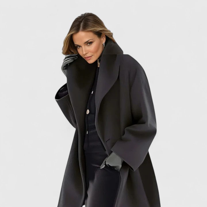 Women's Elegant Overcoat Tailored Fit Long Sleeve Notched Collar Classic Style