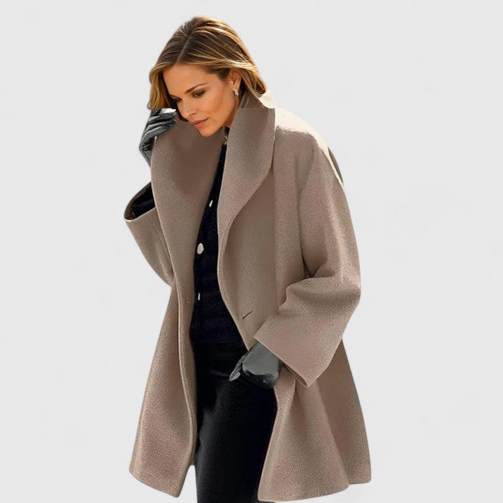 Women's Elegant Overcoat Tailored Fit Long Sleeve Notched Collar Classic Style
