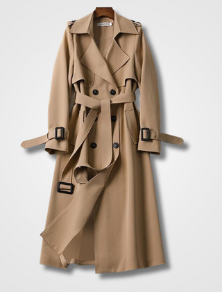 Women's Classic Trench Coat Double-Breasted Long Sleeve Stylish Outerwear