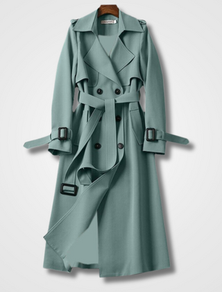 Women's Classic Trench Coat Double-Breasted Long Sleeve Stylish Outerwear