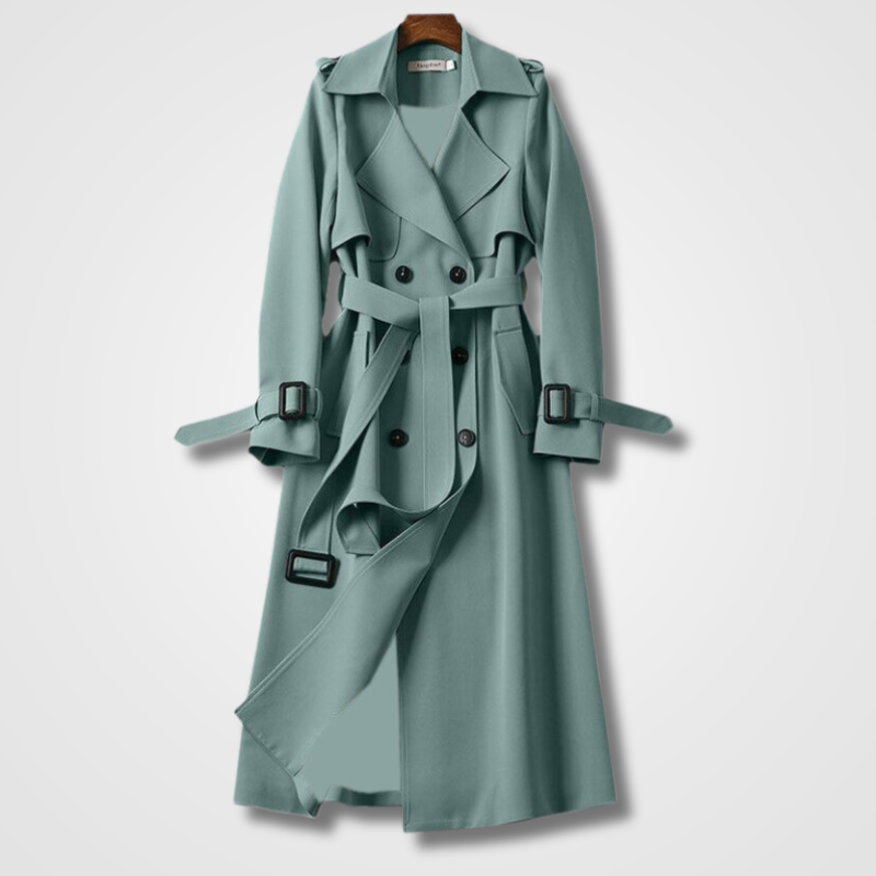 Women's Classic Trench Coat Double-Breasted Long Sleeve Stylish Outerwear