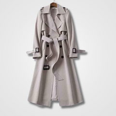 Women's Classic Trench Coat Double-Breasted Long Sleeve Stylish Outerwear