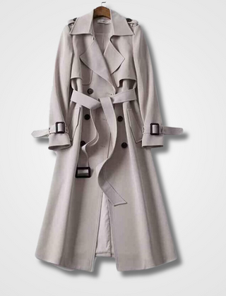 Women's Classic Trench Coat Double-Breasted Long Sleeve Stylish Outerwear