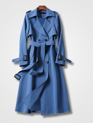 Women's Classic Trench Coat Double-Breasted Long Sleeve Stylish Outerwear