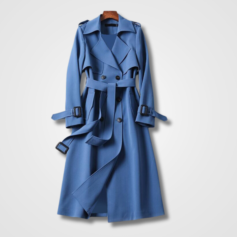 Women's Classic Trench Coat Double-Breasted Long Sleeve Stylish Outerwear