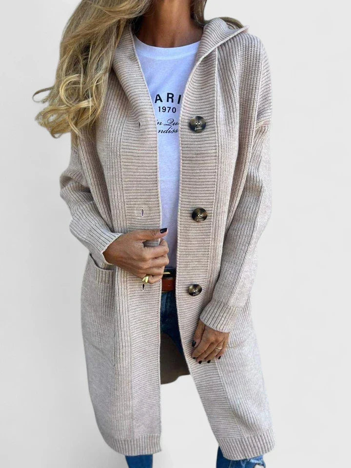 Women's Longline Cardigan Button Front Deep Pockets Casual Layering
