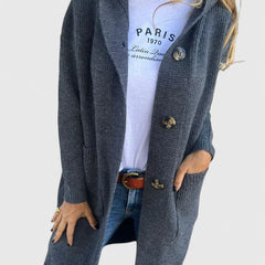 Women's Longline Cardigan Button Front Deep Pockets Casual Layering