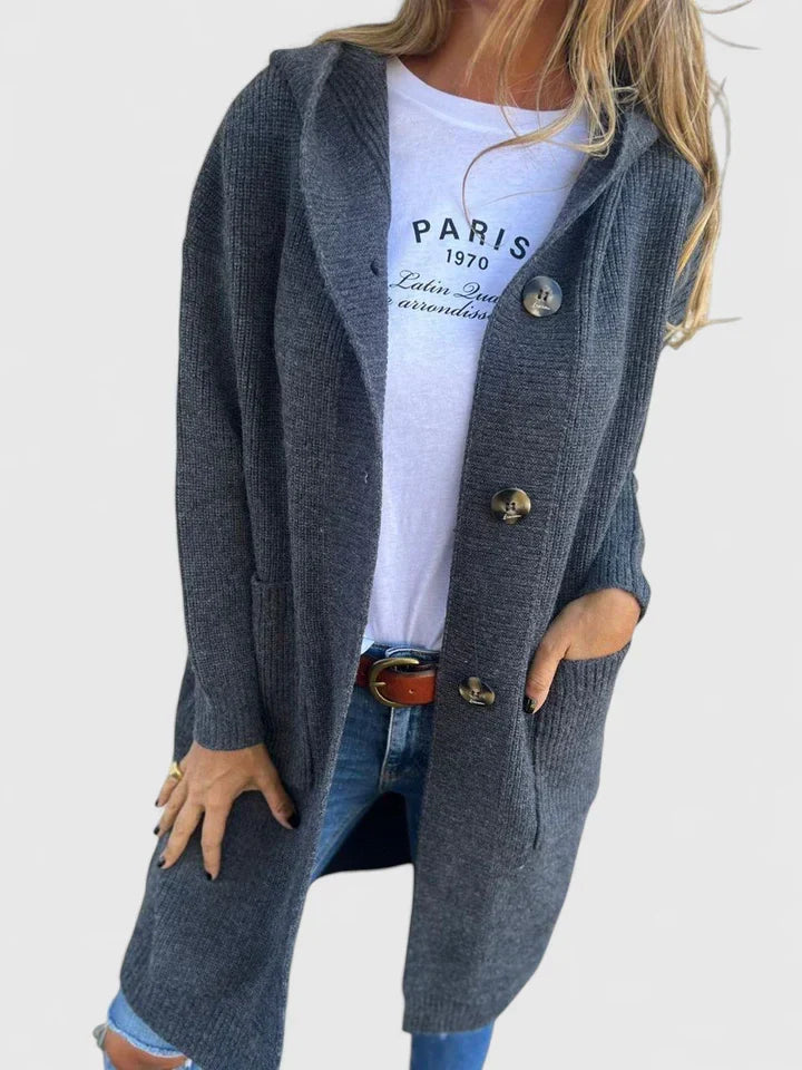 Women's Longline Cardigan Button Front Deep Pockets Casual Layering