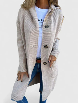 Women's Longline Cardigan Button Front Deep Pockets Casual Layering