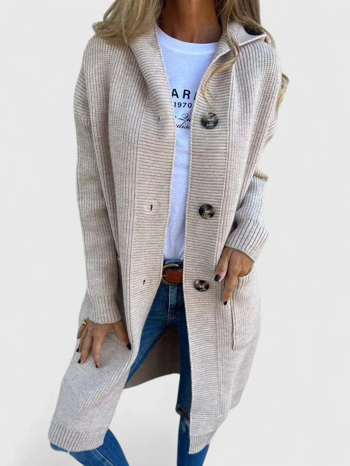 Women's Longline Cardigan Button Front Deep Pockets Casual Layering