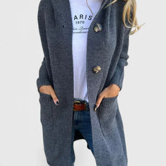 Women's Longline Cardigan Button Front Deep Pockets Casual Layering