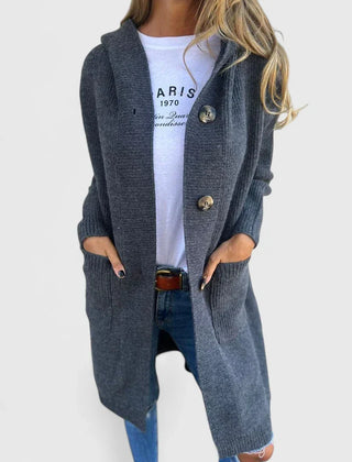 Women's Longline Cardigan Button Front Deep Pockets Casual Layering