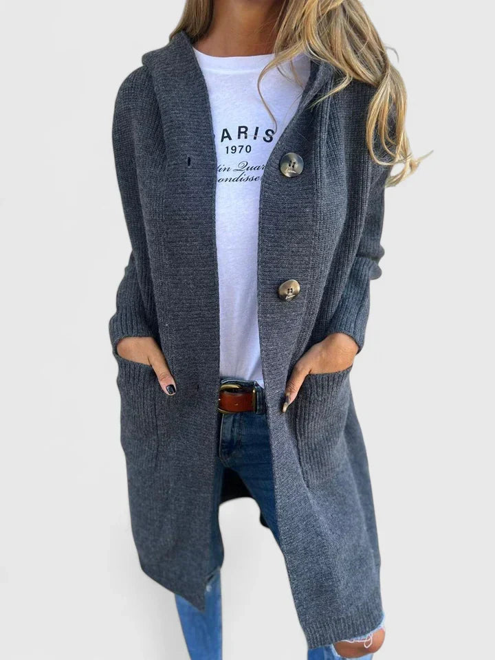 Women's Longline Cardigan Button Front Deep Pockets Casual Layering