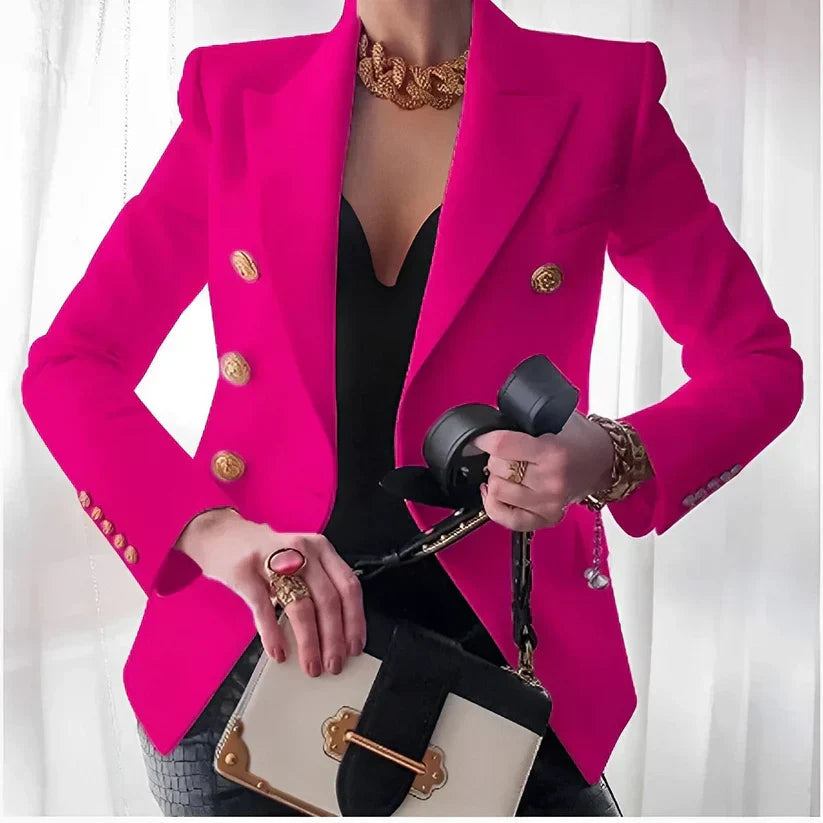 Women's Double-Breasted Blazer Layering Outerwear for Work Autumn Winter and Everyday Wear