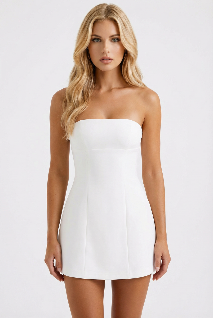 Women's Strapless Mini Dress Outfit for Summer Holidays Weddings Parties and Everyday Wear