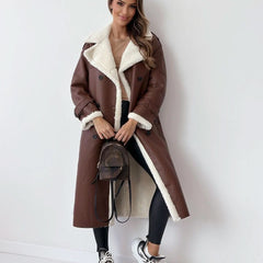 Women's Stylish Double-Breasted Trench Coat Classic Fit Long Sleeve Chic Everyday