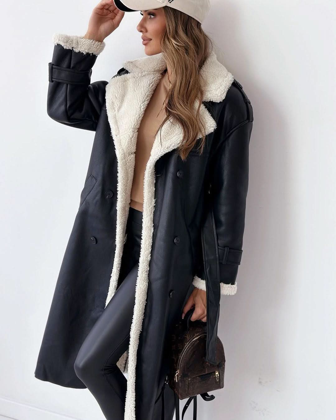 Women's Stylish Double-Breasted Trench Coat Classic Fit Long Sleeve Chic Everyday