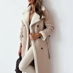 Women's Stylish Double-Breasted Trench Coat Classic Fit Long Sleeve Chic Everyday
