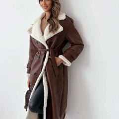 Women's Stylish Double-Breasted Trench Coat Classic Fit Long Sleeve Chic Everyday