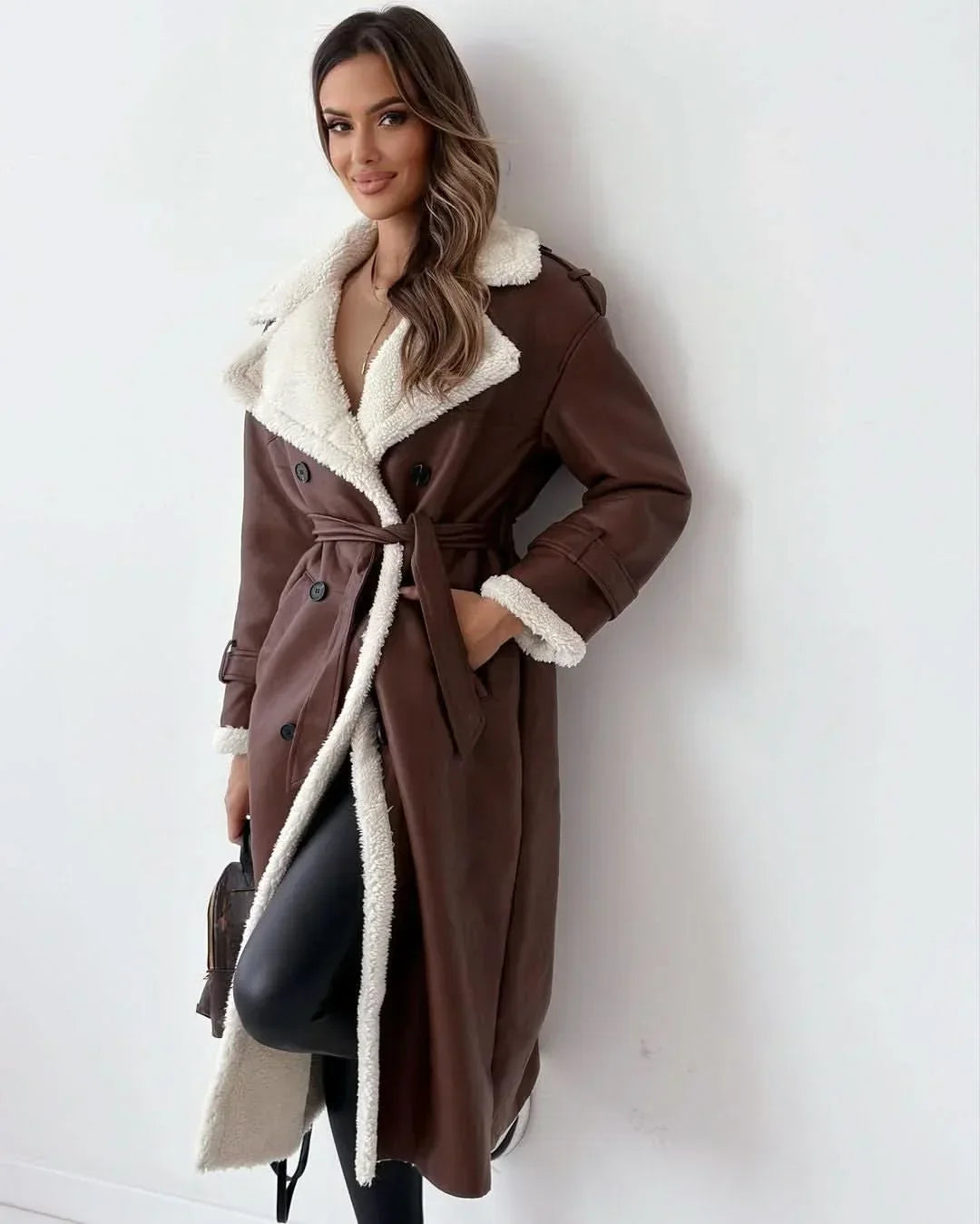 Women's Stylish Double-Breasted Trench Coat Classic Fit Long Sleeve Chic Everyday