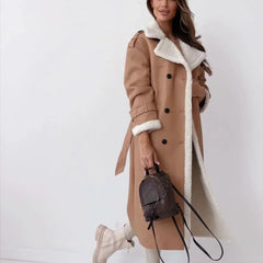 Women's Stylish Double-Breasted Trench Coat Classic Fit Long Sleeve Chic Everyday