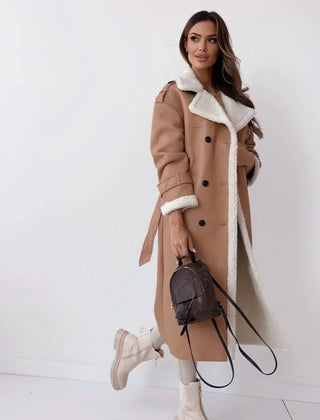 Women's Stylish Double-Breasted Trench Coat Classic Fit Long Sleeve Chic Everyday