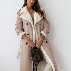 Women's Stylish Double-Breasted Trench Coat Classic Fit Long Sleeve Chic Everyday