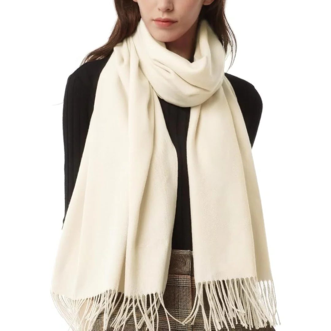 Women's Fringe Wool Scarf Shawl Cozy Layering Accessory Everyday Style
