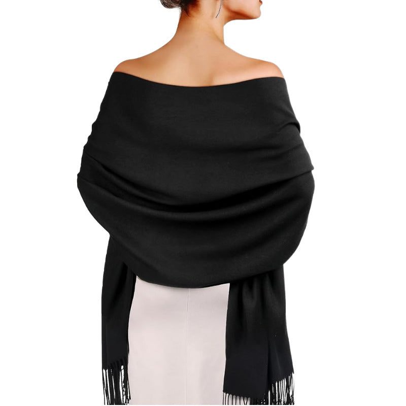 Women's Fringe Wool Scarf Shawl Cozy Layering Accessory Everyday Style