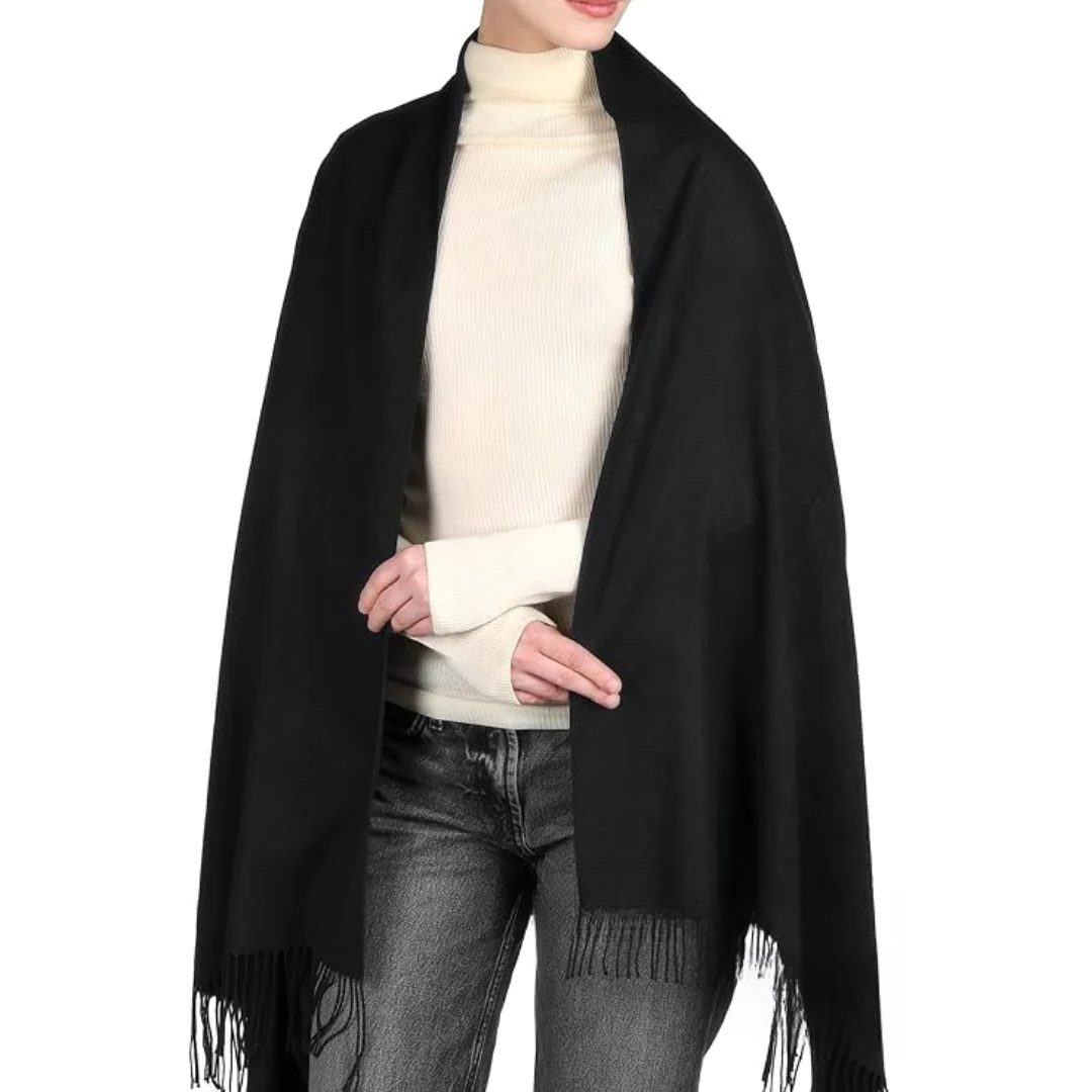 Women's Fringe Wool Scarf Shawl Cozy Layering Accessory Everyday Style