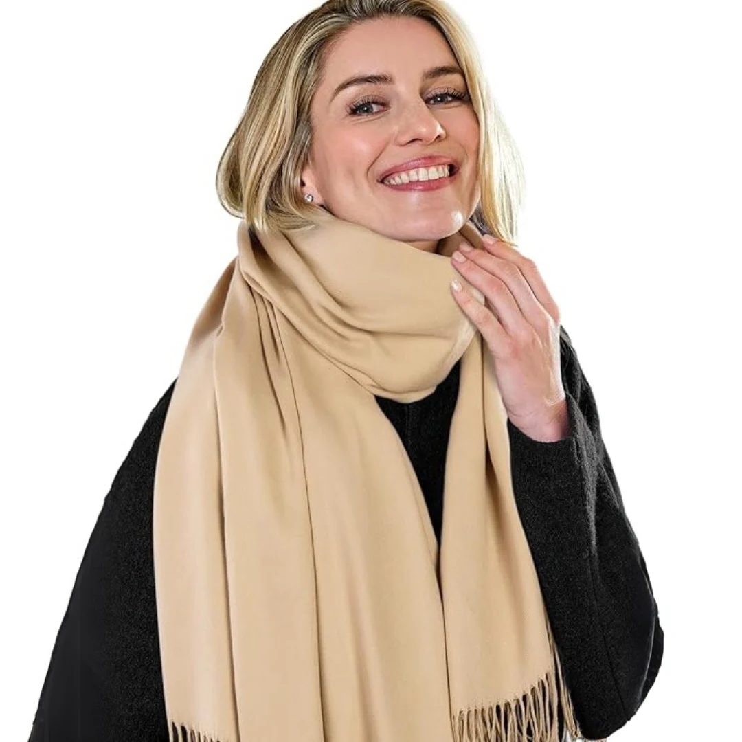 Women's Fringe Wool Scarf Shawl Cozy Layering Accessory Everyday Style