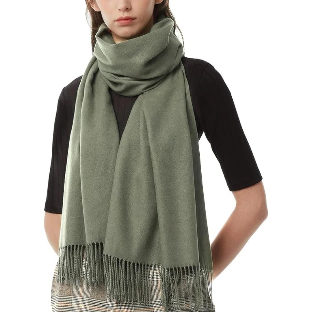Women's Fringe Wool Scarf Shawl Cozy Layering Accessory Everyday Style
