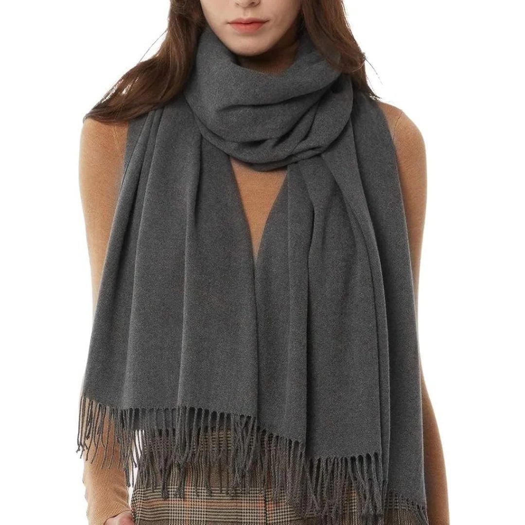 Women's Fringe Wool Scarf Shawl Cozy Layering Accessory Everyday Style