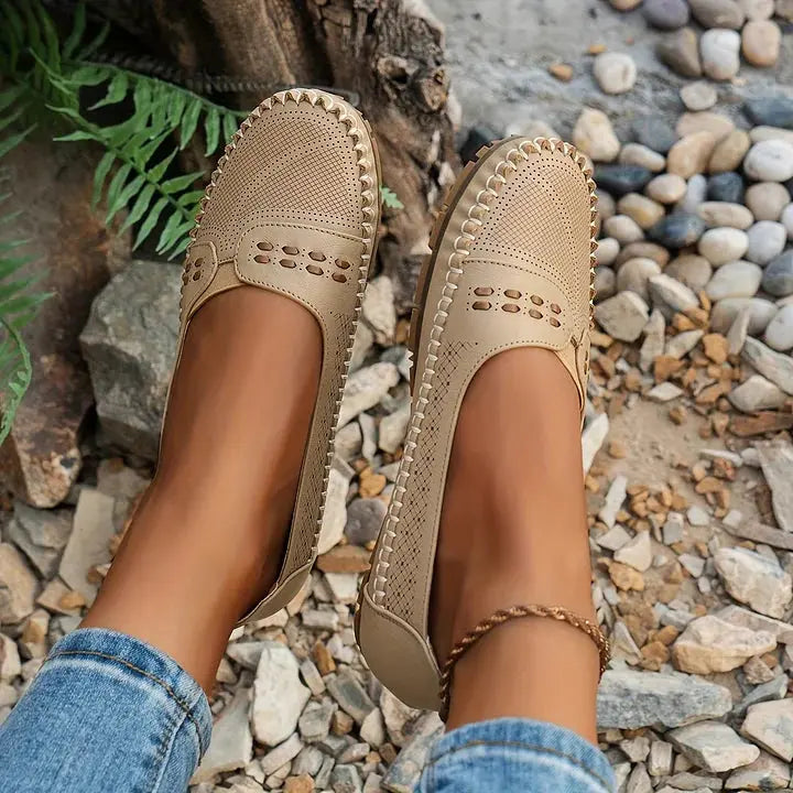 Women's Slip-On Loafers Perforated Design Casual Everyday Footwear
