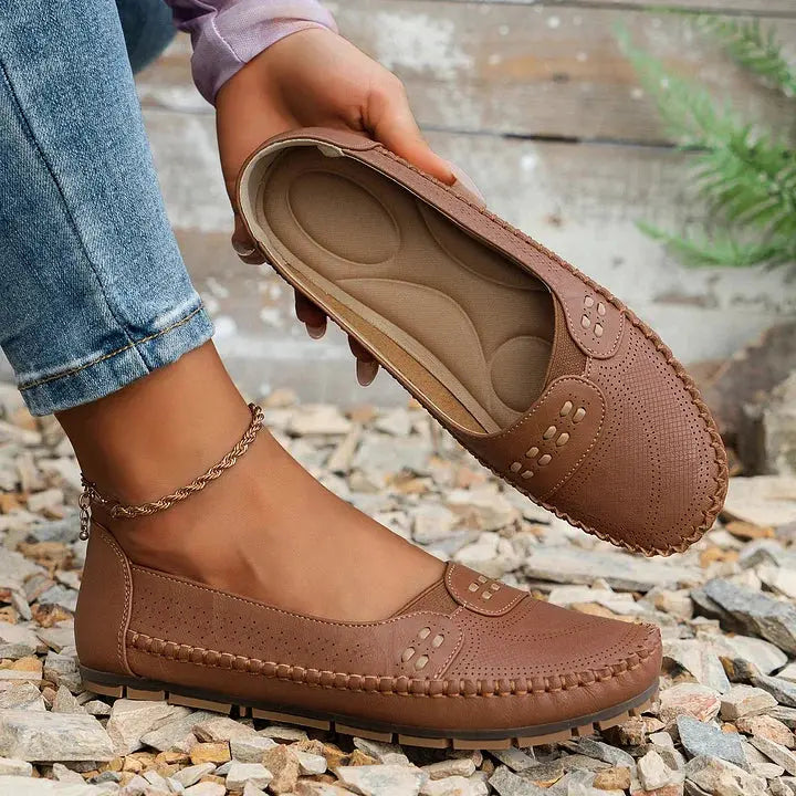 Women's Slip-On Loafers Perforated Design Casual Everyday Footwear