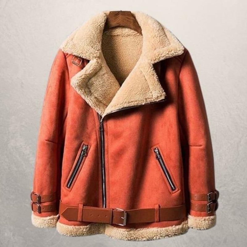 Women's Oversized Suede Jacket Sheepskin Lining Relaxed Fit Layering Casual