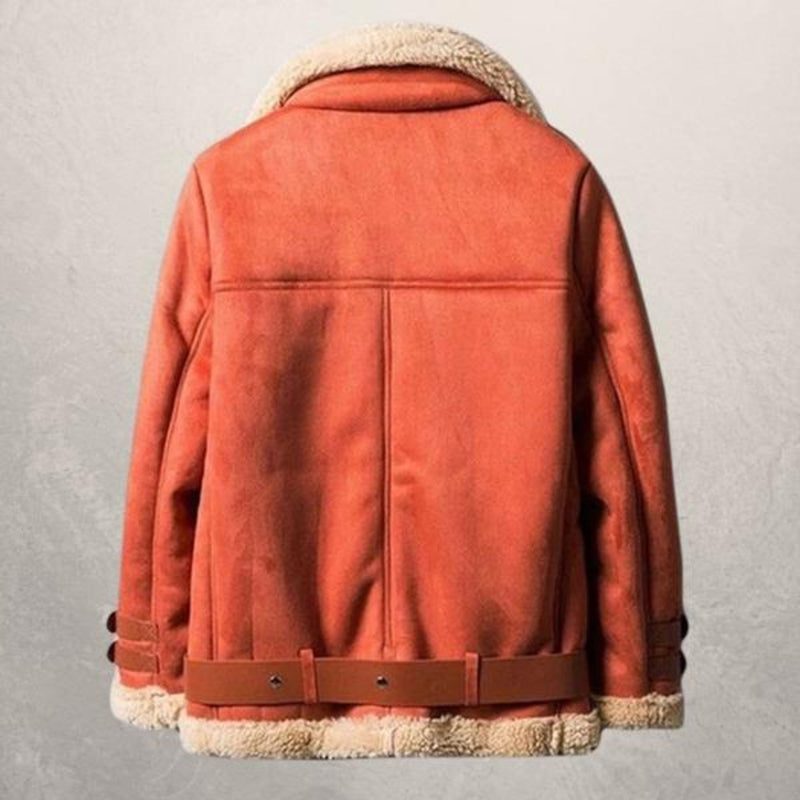 Women's Oversized Suede Jacket Sheepskin Lining Relaxed Fit Layering Casual