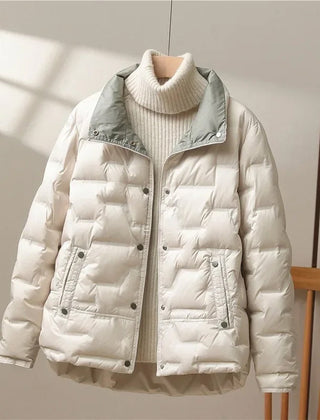 Women's Stylish Quilted Puffer Jacket Long Sleeve Zip Closure Casual Winter