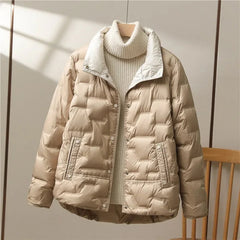 Women's Stylish Quilted Puffer Jacket Long Sleeve Zip Closure Casual Winter