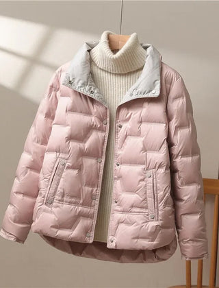 Women's Stylish Quilted Puffer Jacket Long Sleeve Zip Closure Casual Winter