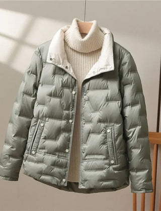 Women's Stylish Quilted Puffer Jacket Long Sleeve Zip Closure Casual Winter