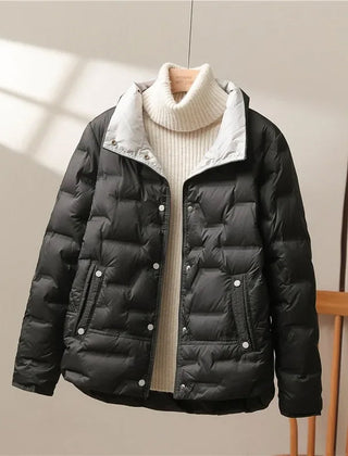 Women's Stylish Quilted Puffer Jacket Long Sleeve Zip Closure Casual Winter