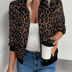 Women's Vintage Cropped Bomber Jacket Zip-Up Front Casual Retro Style