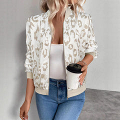 Women's Vintage Cropped Bomber Jacket Zip-Up Front Casual Retro Style