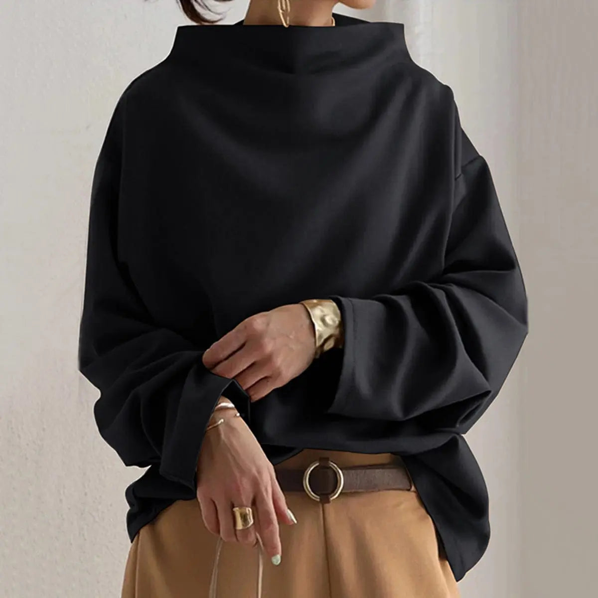 Women's Cozy Oversized Turtleneck Sweater Relaxed Fit Long Sleeve Casual Everyday