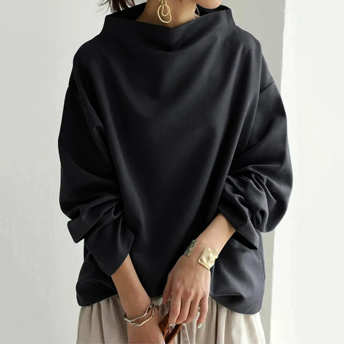 Women's Cozy Oversized Turtleneck Sweater Relaxed Fit Long Sleeve Casual Everyday