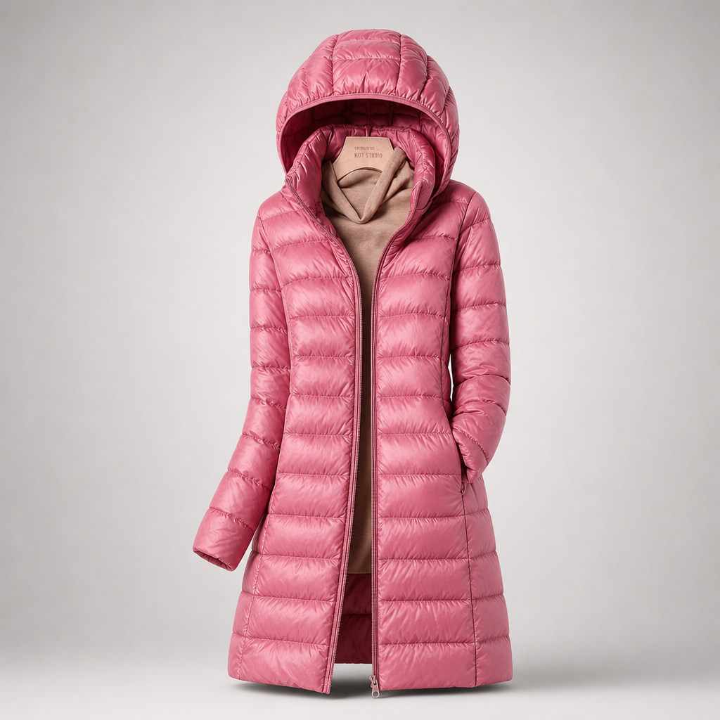 Women's Ultralight Down Jacket Full-Zip Hooded Lightweight Casual Outdoor