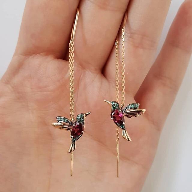 Women's Gold Hummingbird Earrings Statement Jewellery Jewelry Gift for Women Weddings Parties Prom and Everyday Wear