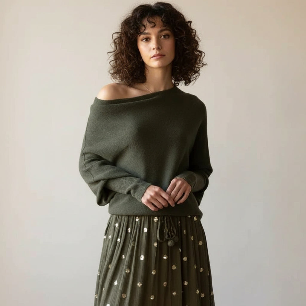 Women's Oversized Knit Sweater Long Sleeve Relaxed Fit Cozy Casual Wear